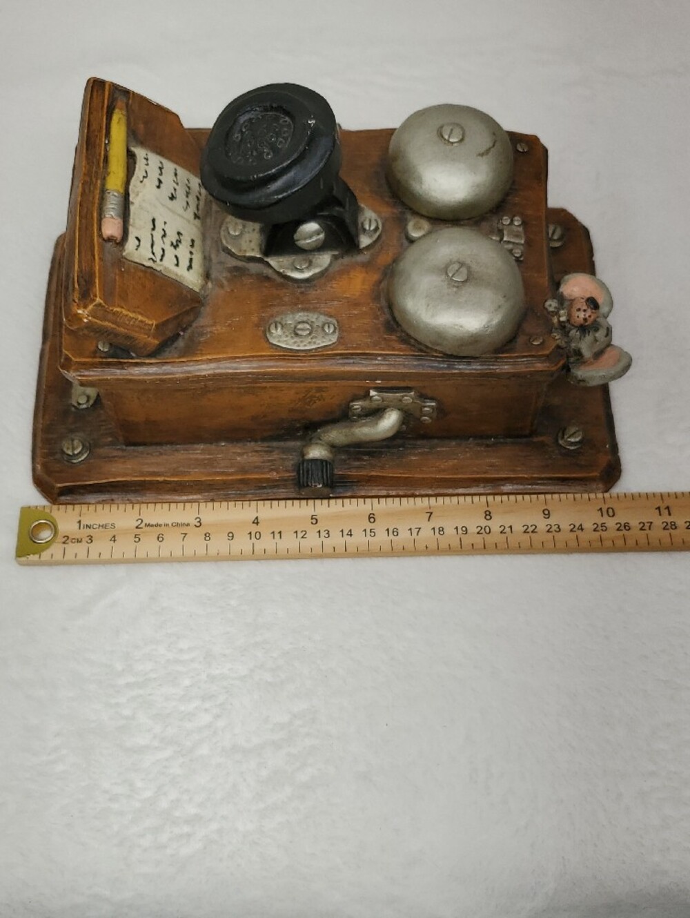 Vintage Rare Juta Sangthaweep 1974 Wall Crank Telephone Memo Holder Mouse Accent - Picture 8 of 12